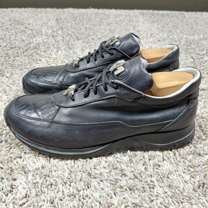 Mauri 8900 Genuine Alligator Nappa Leather Sneakers Shoes Mens 11 US 44 EU Black